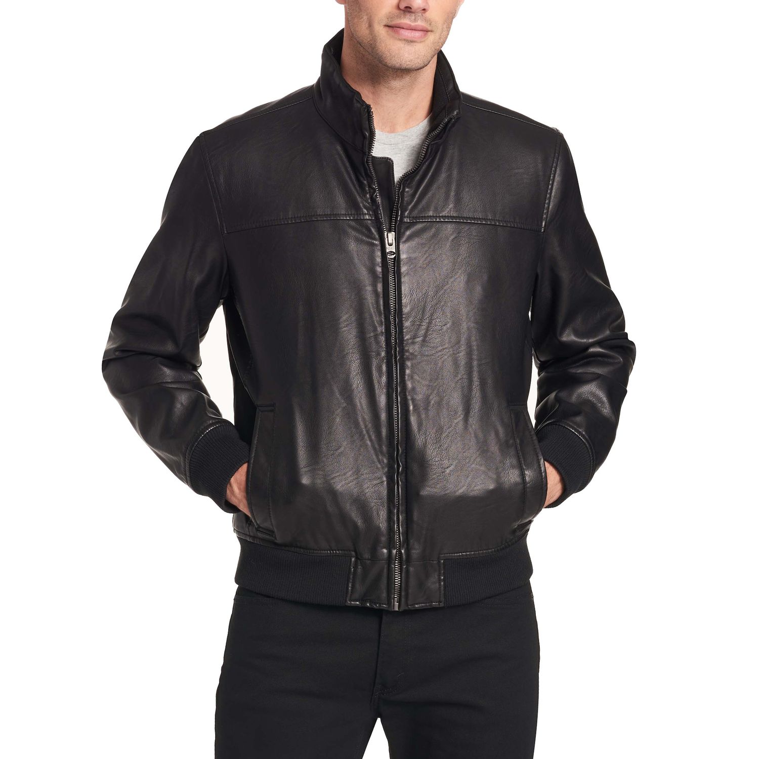 kohls mens leather bomber jacket
