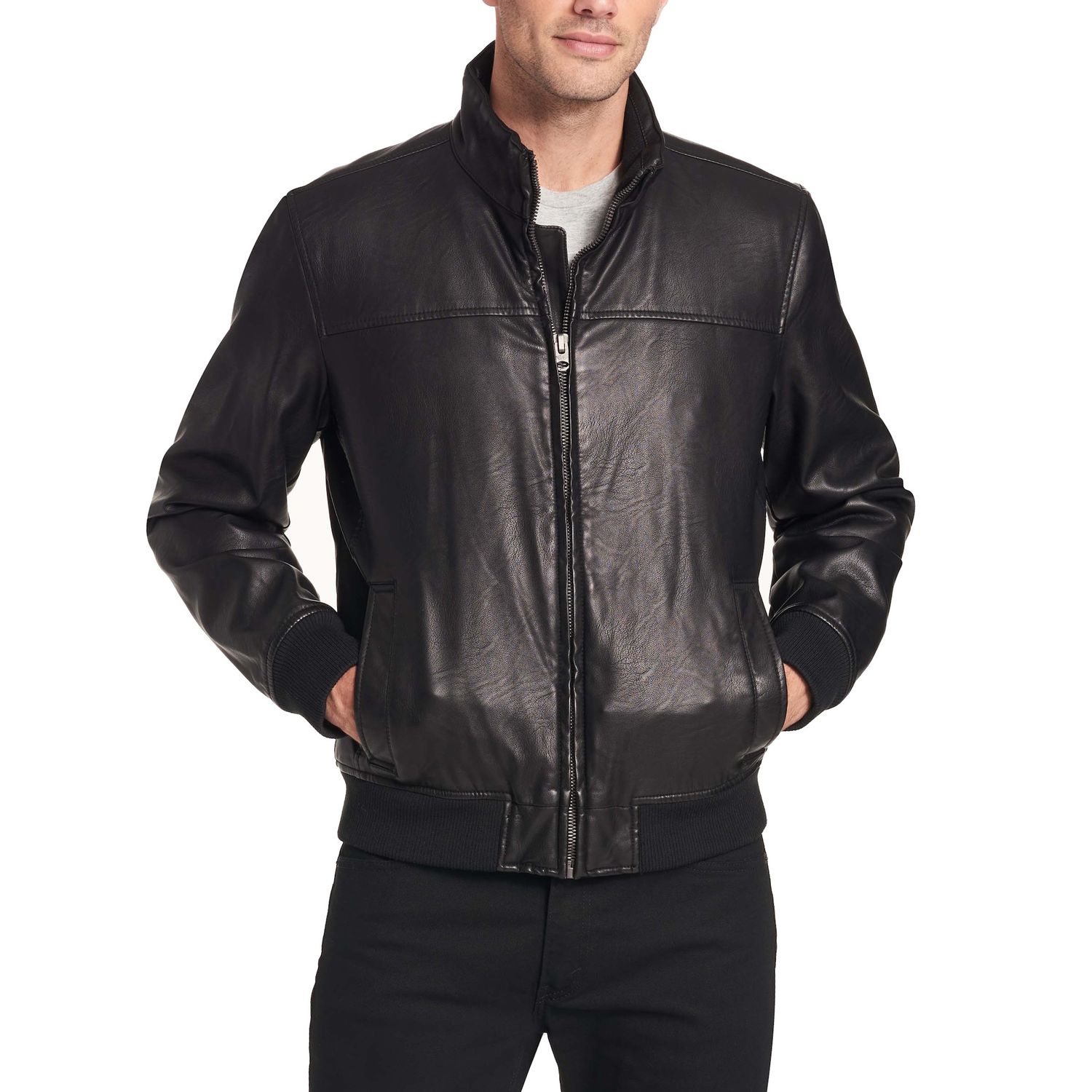 dockers leather bomber jacket