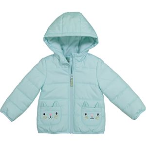 bebe Girls Long Puffer Coat 3T Green