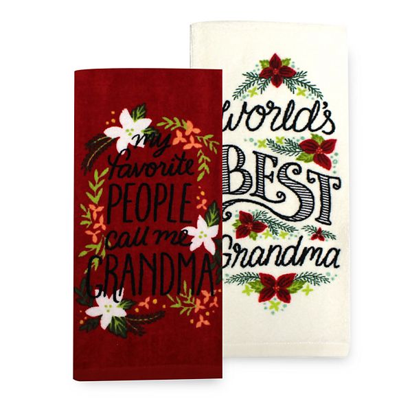 Grandma Red St Nicholas Square Holidays 2-Pack Kitchen Towels 16.5 x 26 