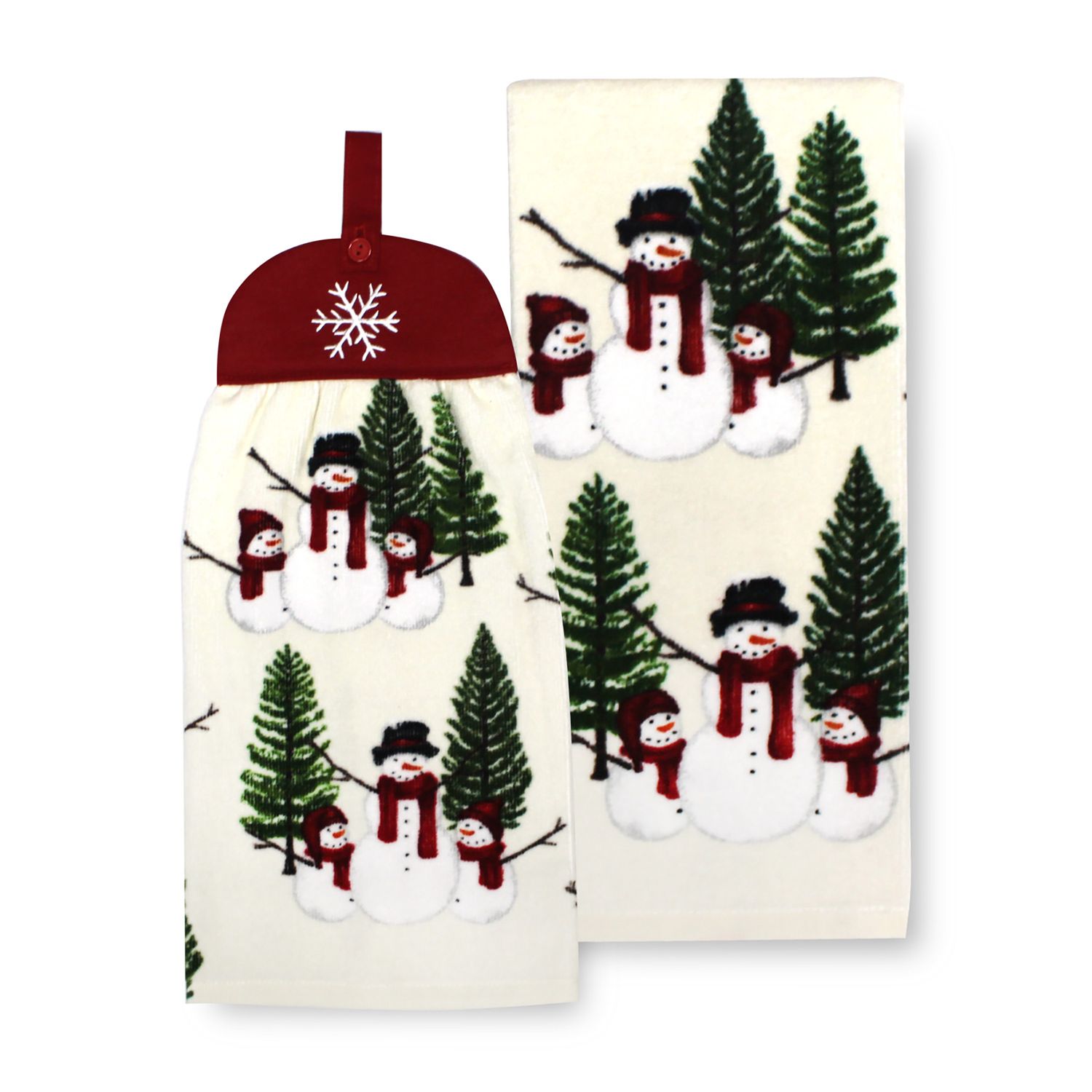 St. Nicholas Square® Snowman Scene Tie-Top Kitchen Towel 2-pack