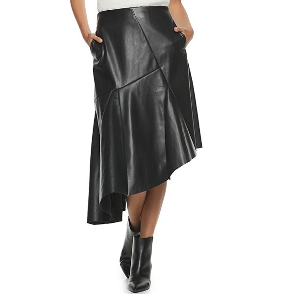 Women s Apt. 9 Cara Santana Faux Leather Asymmetrical Skirt