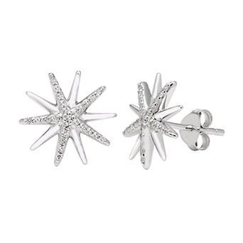Women's Diamond 1/6 ct Starburst Earrings in Sterling Silver