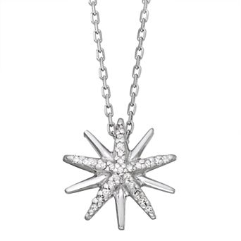 Women's Diamond Starburst Pendant in Sterling Silver