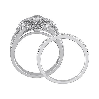 Stella Grace Sterling Silver 1/4 ct. T.W. Diamond Engagement Ring Set