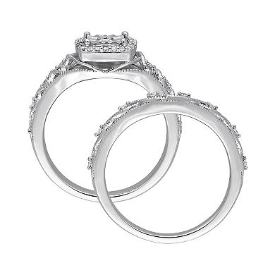 Stella Grace Sterling Silver 1/5 ct. T.W. Diamond Engagement Ring Set