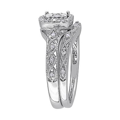 Stella Grace Sterling Silver 1/5 ct. T.W. Diamond Engagement Ring Set