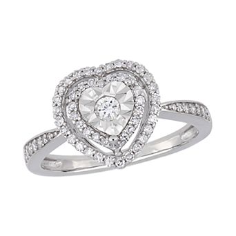 Stella Grace Sterling Silver 3/8 ct T.W. Diamond Heart Engagement Ring
