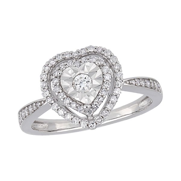 Stella Grace Sterling Silver 3/8 ct. T.W. Diamond Heart Engagement Ring