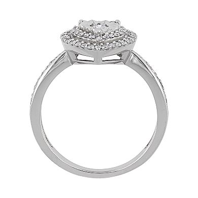 Stella Grace Sterling Silver 3/8 ct. T.W. Diamond Heart Engagement Ring
