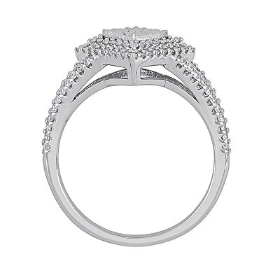 Stella Grace Sterling Silver 1/2 ct. T.W. Diamond Square Engagement Ring