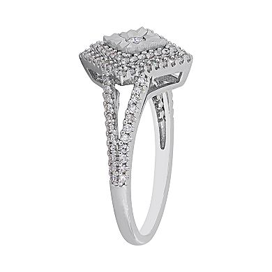 Stella Grace Sterling Silver 1/2 ct. T.W. Diamond Square Engagement Ring