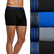 adidas Men's Core Stretch Cotton Boxer Brief Underwear (4-Pack),  Black/Onix/Light Onix/Collegiate Royal, Large