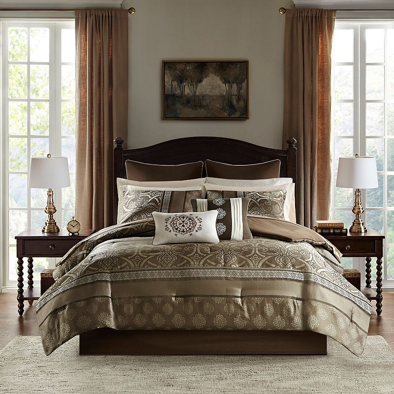 Madison Park Essentials Zara Queen 16 Piece Jacquard Complete Bedding Set With 2 Sheet Sets Bedding