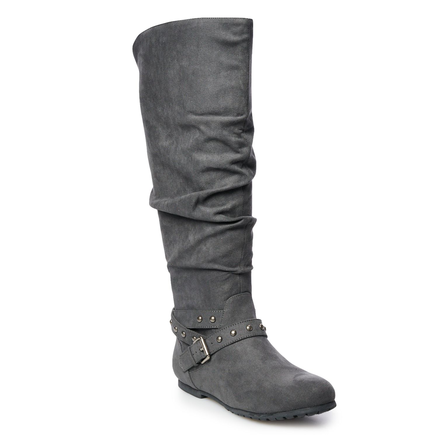 gray knee boots