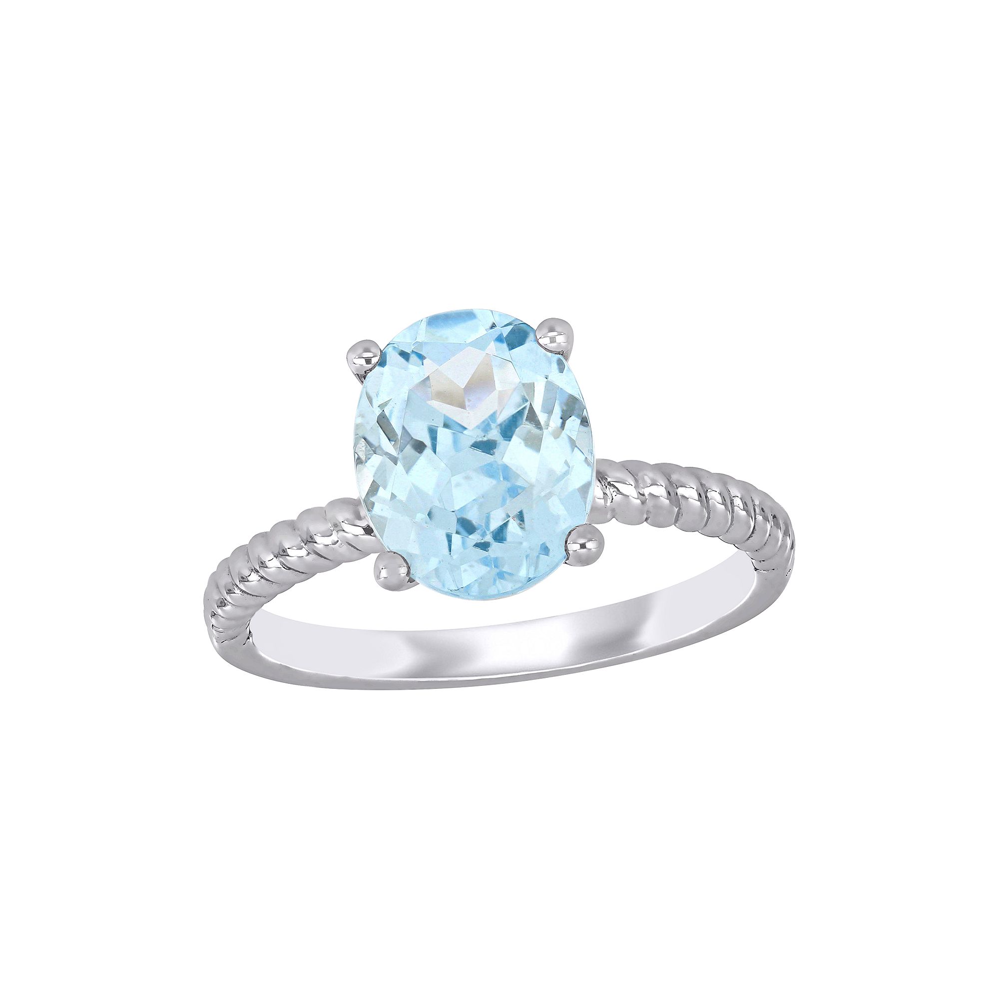 Stella Grace 14k White Gold Aquamarine Oval Ring, Womens, Size: 5, 14k Whg