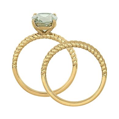 Stella Grace 14k Gold Green Quartz Bridal Ring Set