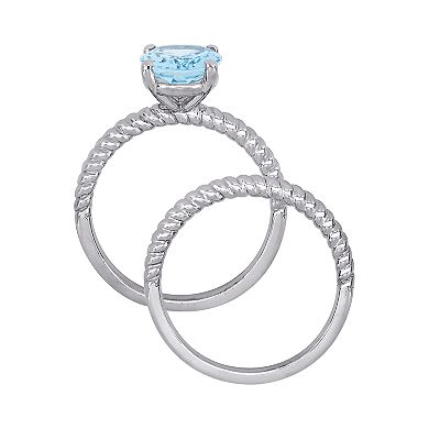 Stella Grace 14k White Gold Aquamarine Bridal Ring Set