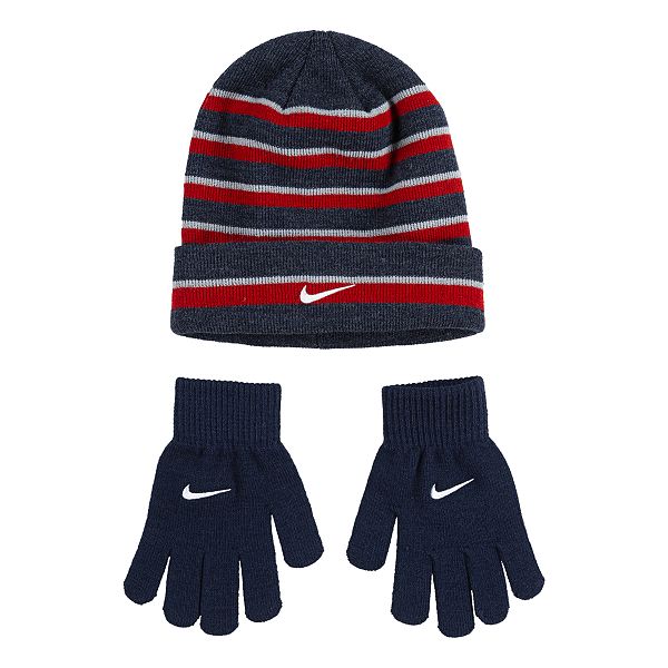 Boys 4 20 Nike 2 Piece Foldover Beanie Gloves Set