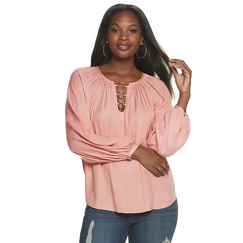 Women's Jennifer Lopez O-Ring Peasant Top