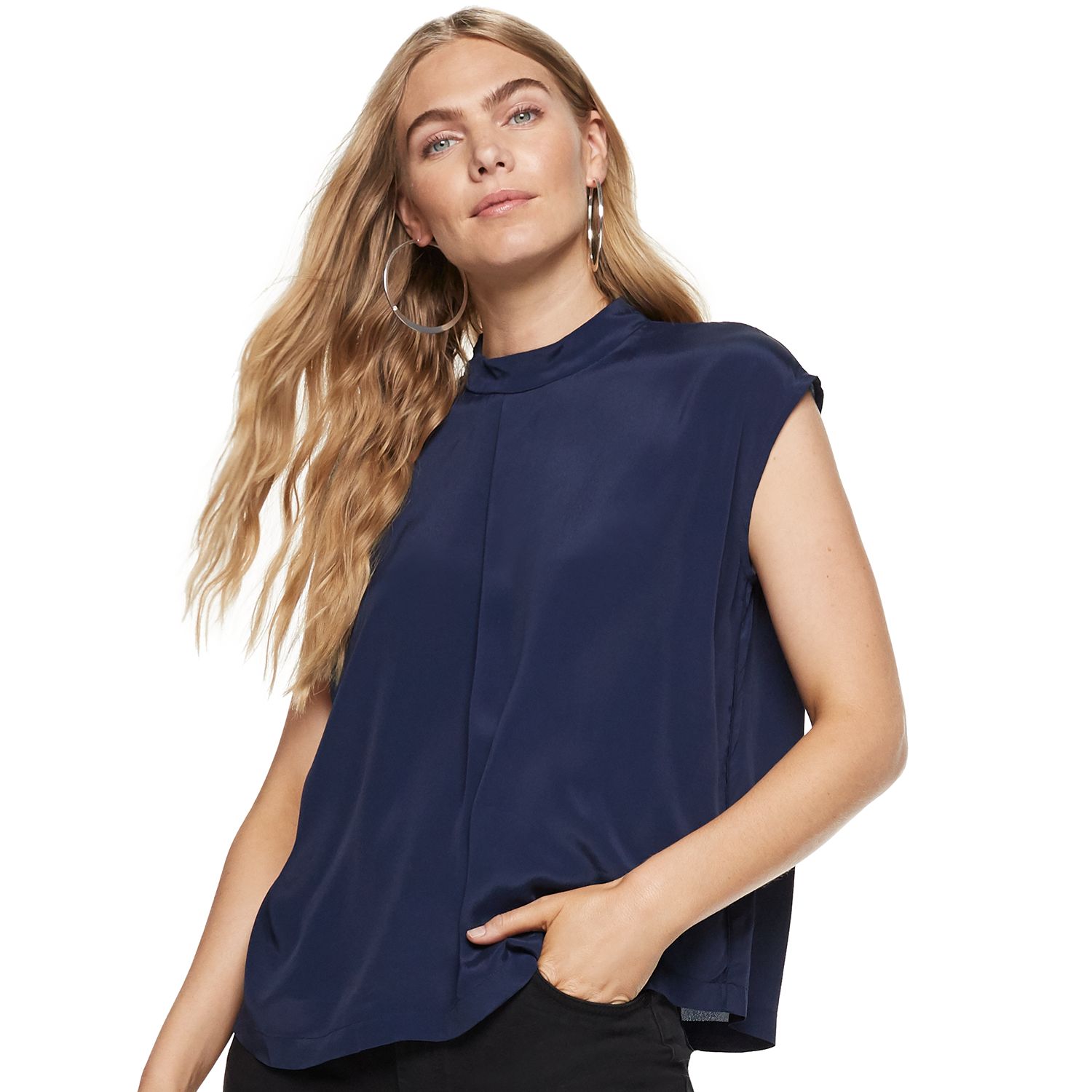 mock neck cap sleeve top