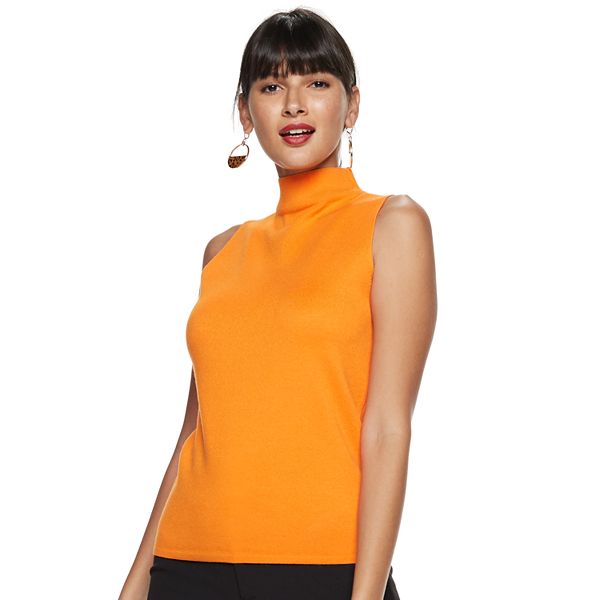 Women's Nine West Mockneck Fitted Sleeveless Sweater