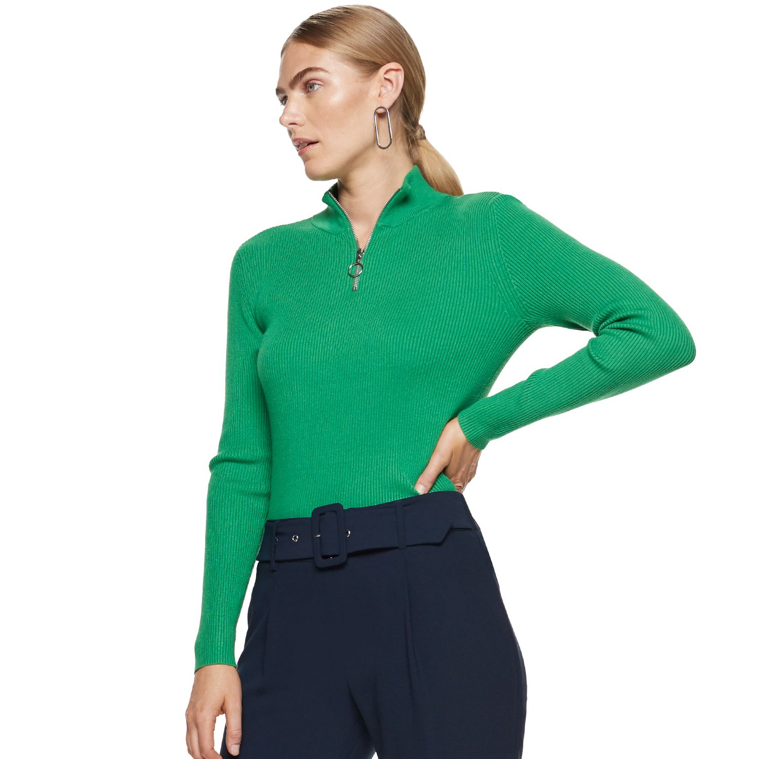 zip neck sweater women's