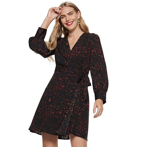 Women's Nine West Long Sleeve Wrap Dress