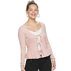 Juniors' Candie's® Tie Front Cardigan