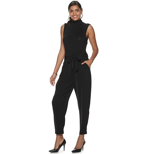 Women's Jennifer Lopez Mock Neck Mixed Media Jumpsuit