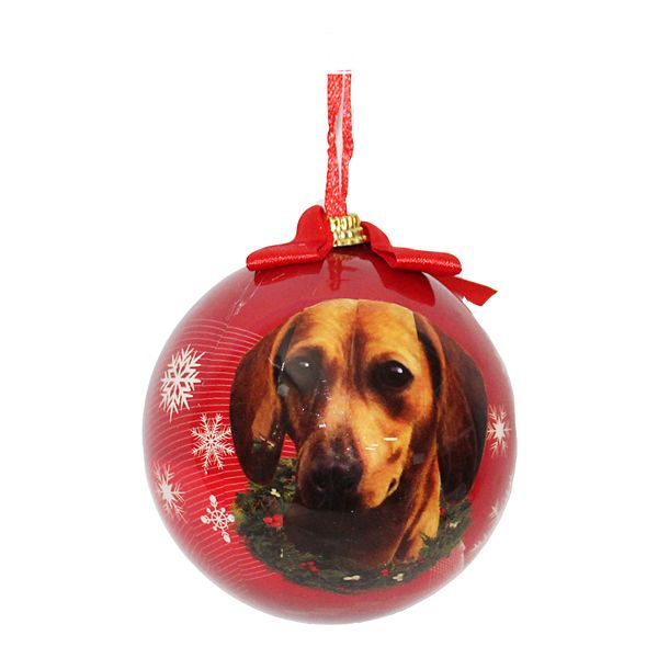 SHATTERPROOF! Christmas Ornament-DACHSHUND-RED-On a Red Ball 