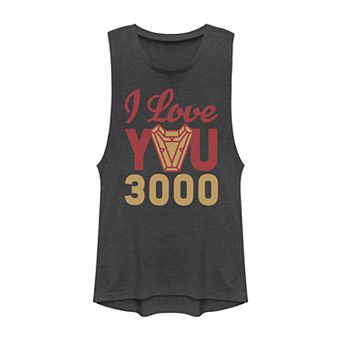 Juniors' Marvel's Avengers Iron Man Arc Reactor Heart Muscle Tank Top