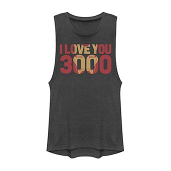 Juniors' Marvel's Avengers I Love You 3000 Helmet Muscle Tank Top