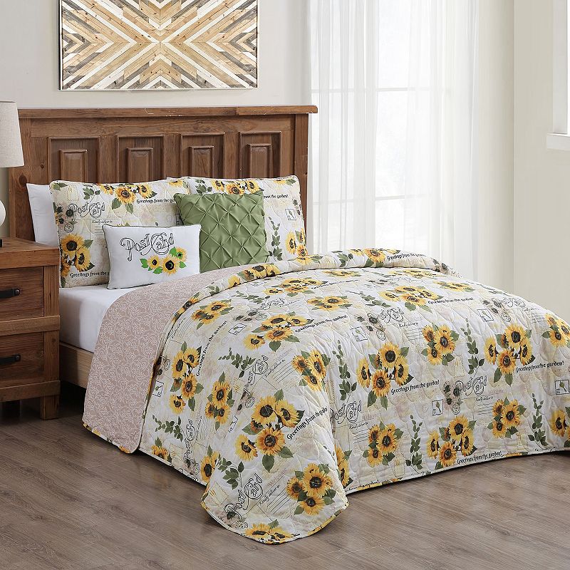 49118140 Yara Sunflower Reversible Quilt Set, Yellow, Full/ sku 49118140
