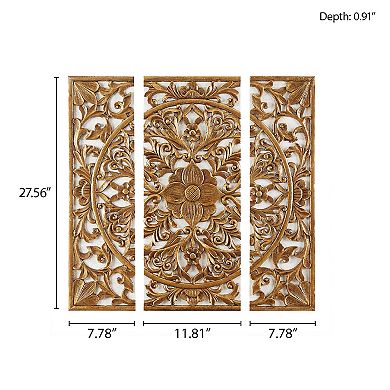 Madison Park Medallion Gold Finish Canvas Wall Art 3-piece Set