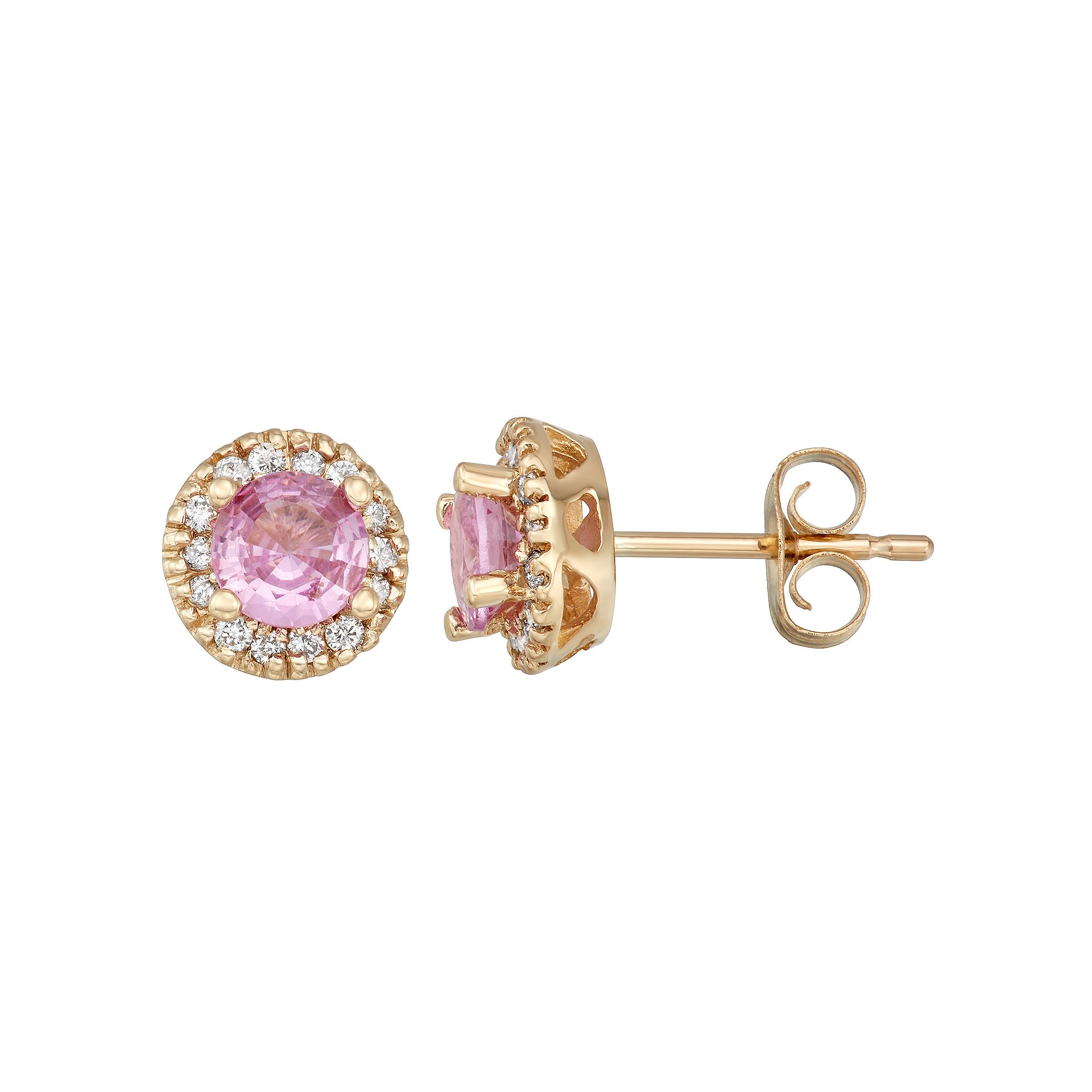 The Regal Collection 14k Gold Pink Sapphire & 1/8 Carat T.W. IGL Certified 