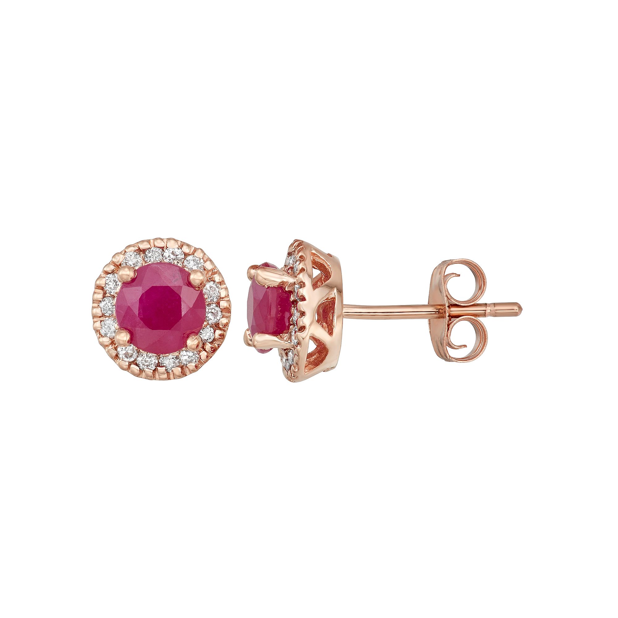 The Regal Collection 14k Gold Ruby & 1/8 Carat T.W. IGL Certified Diamond T