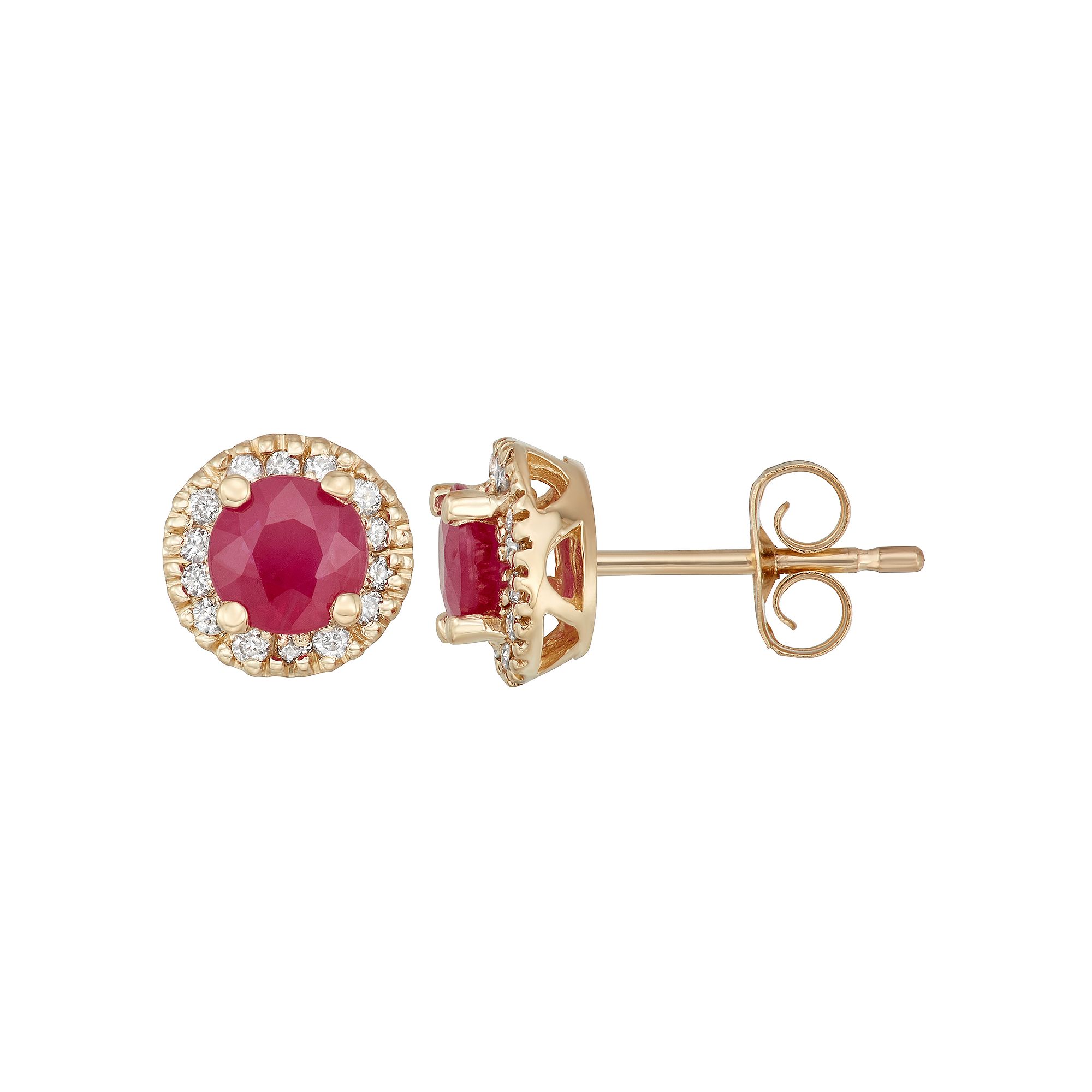 The Regal Collection 14k Gold Ruby & 1/8 Carat T.W. IGL Certified Diamond T