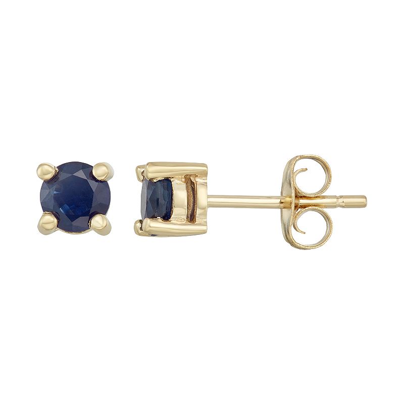 14k Gold Sapphire Stud Earrings, Womens, Blue