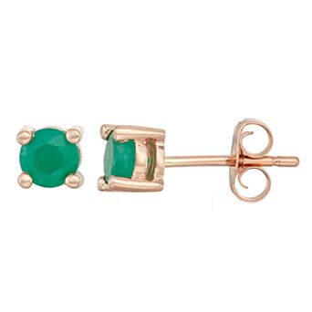 14k Gold Emerald Stud Earrings