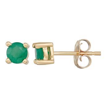 14k Gold Emerald Stud Earrings