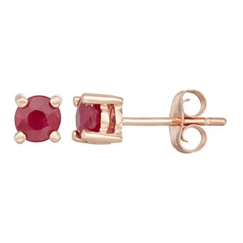 14k Gold Ruby Stud Earrings