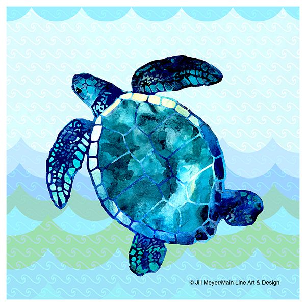 Sea Turtle In Big Blue Sea Set of 4 Coasters 