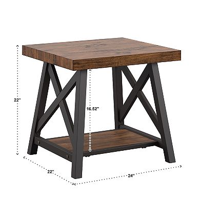 HomeVance Industrial Finish End Table