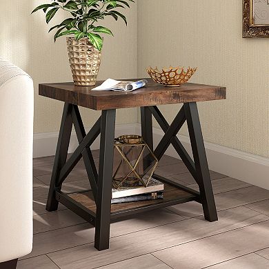 HomeVance Industrial Finish End Table
