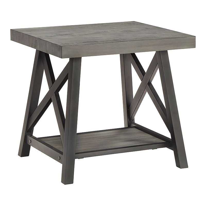 HomeVance Industrial Finish End Table, Grey