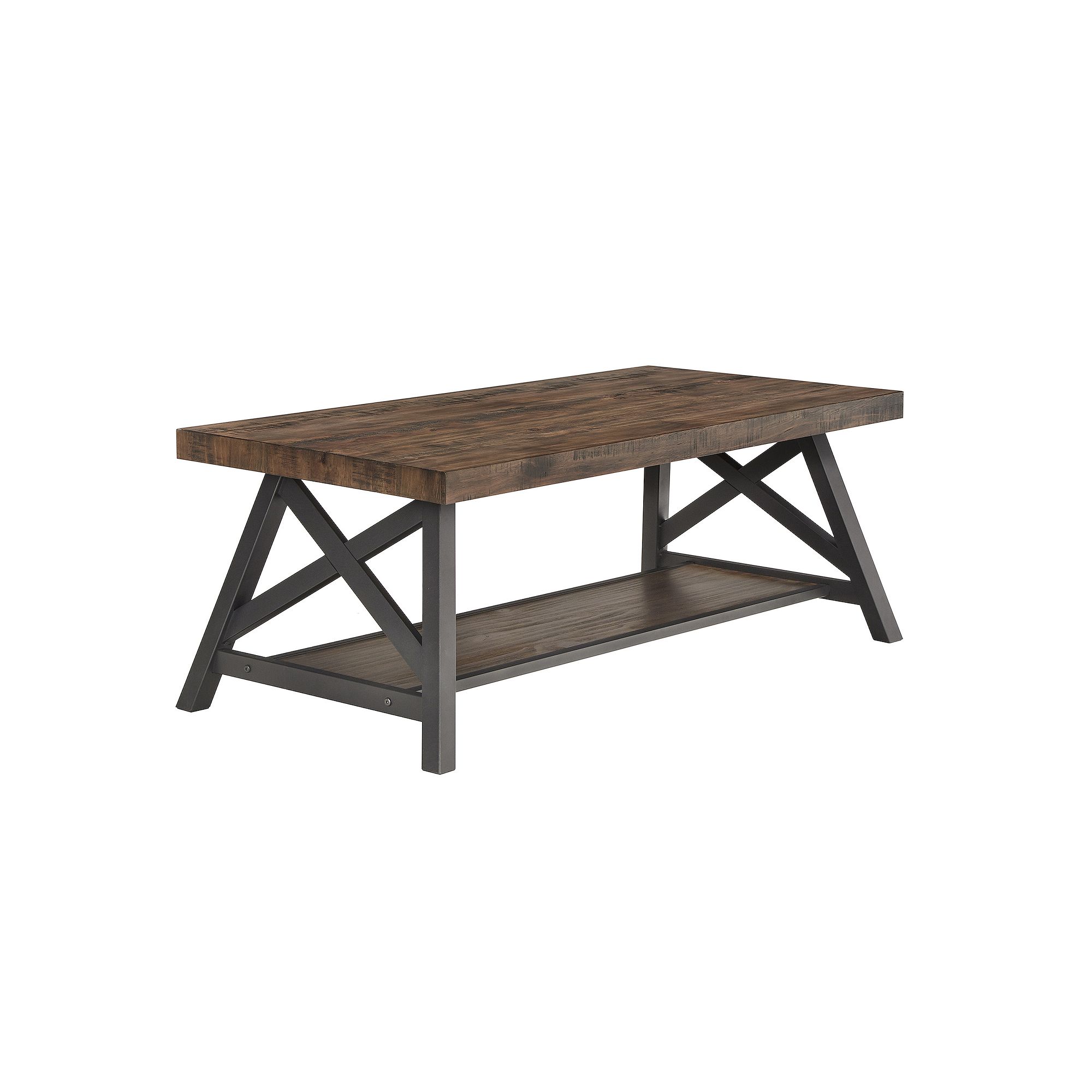 HomeVance Industrial Coffee Table, Brown