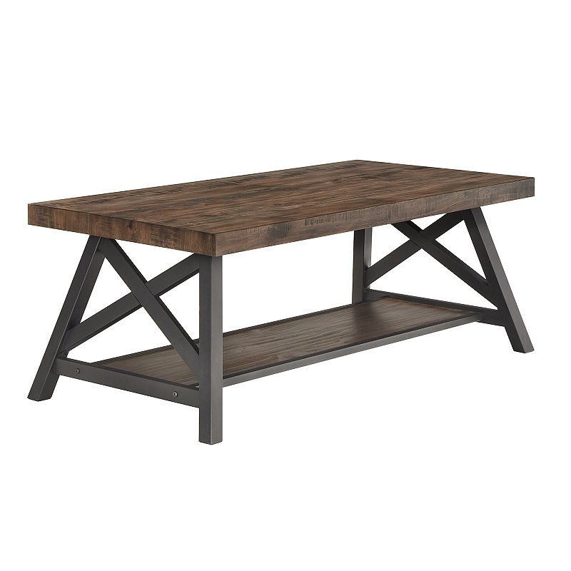 HomeVance Industrial Coffee Table, Brown