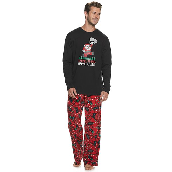 Men s Jammies For Your Families Christmas Game Over Top Bottoms Pajama Set