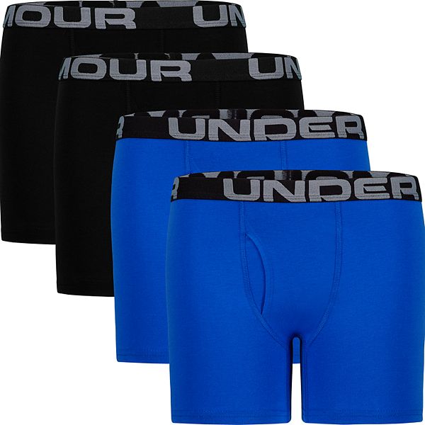 $20 Under Armour Boys Underwear Blue Stretch 2-Pack Boxer Brief Kids Size  YSM